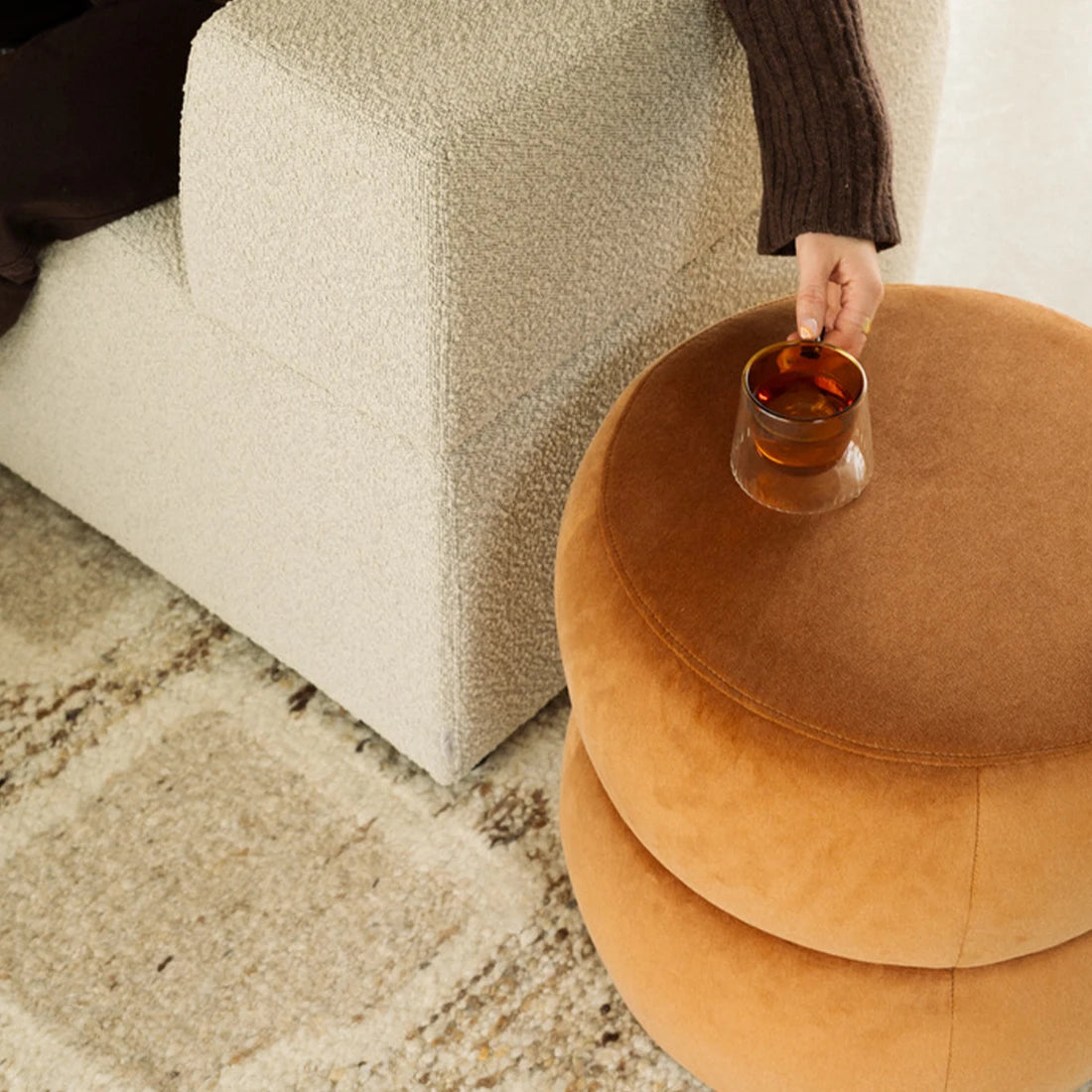 Roll Small Ottoman - Opal Ochre