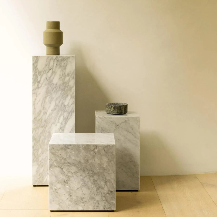 Stage Marble Plinth - Grey Carrara