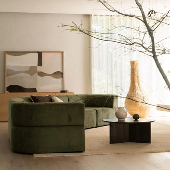 Stretch Large Closed Chaise Sofa - Corduroy Forest