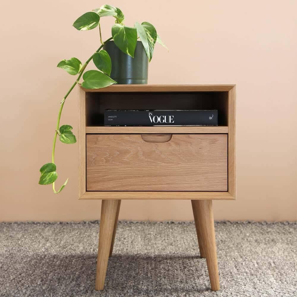 Mia Nightstand with Shelf - Oak