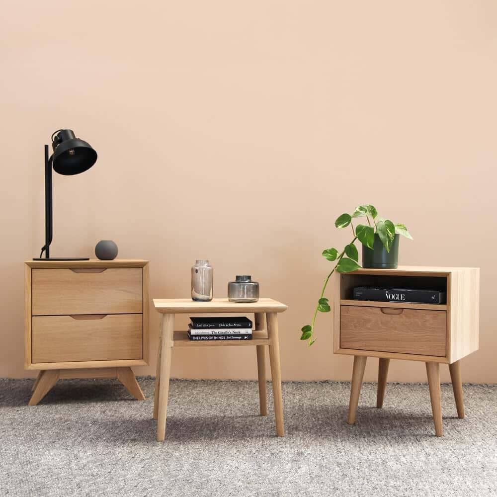 Mia Nightstand with Shelf - Oak