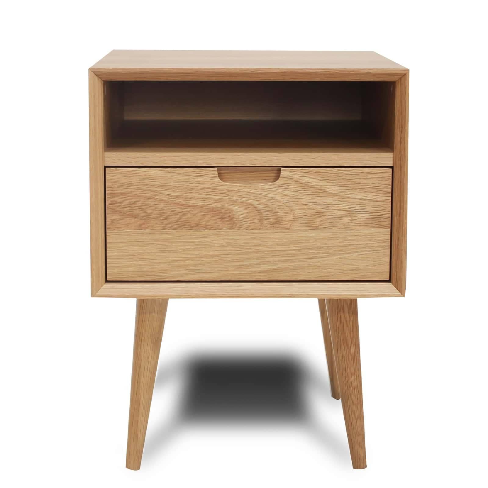 Mia Nightstand with Shelf - Oak