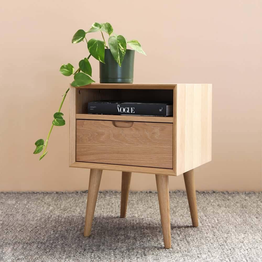 Mia Nightstand with Shelf - Oak