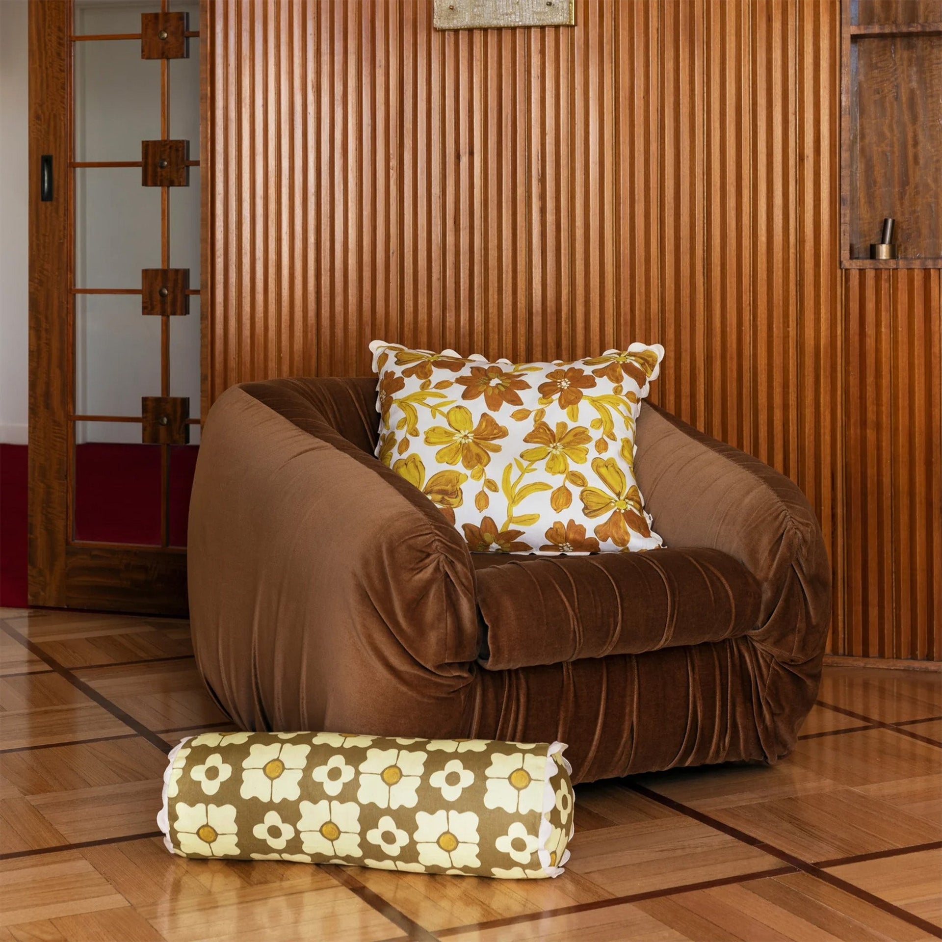 Small Dogwood Cushion - Mustard (Fringe)