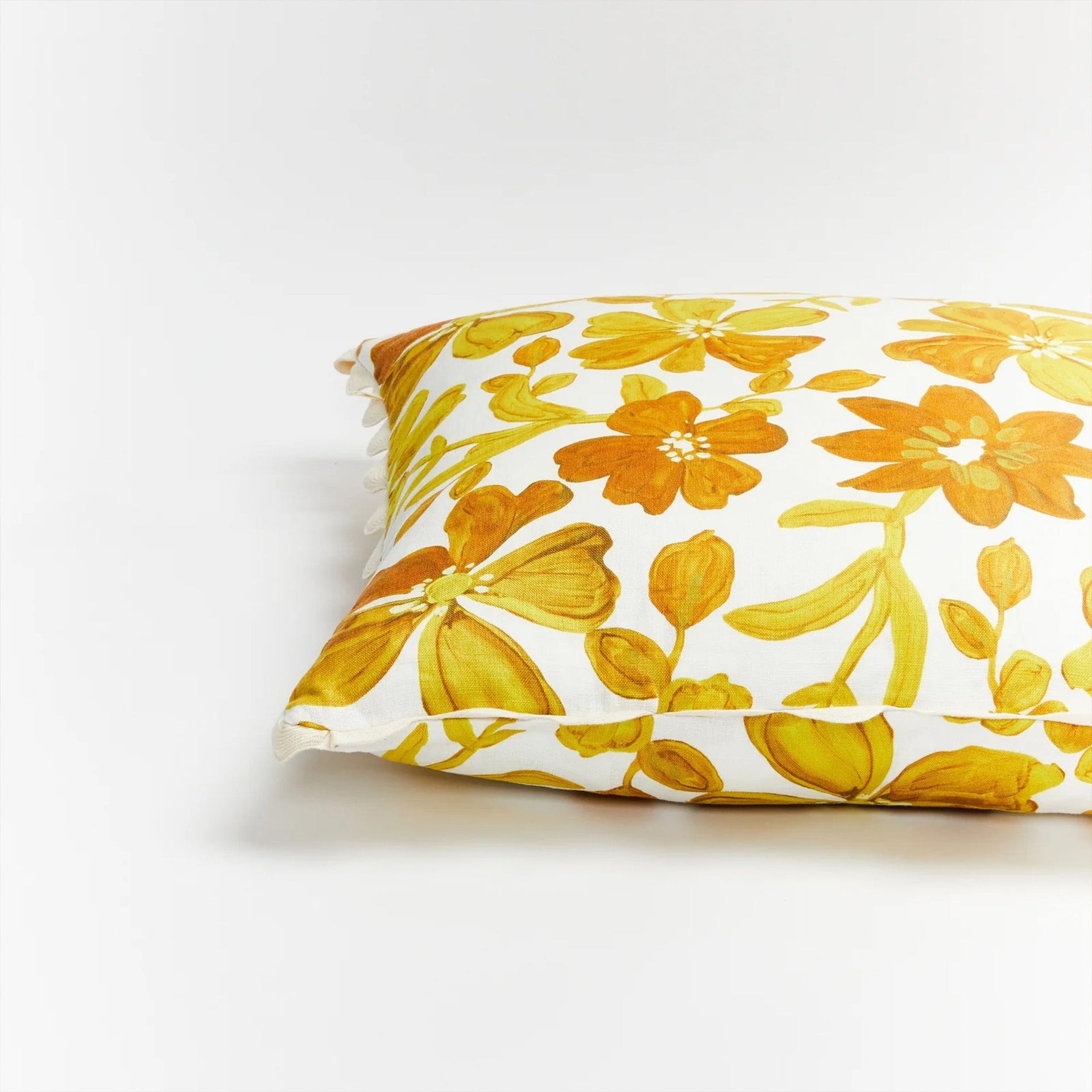 Small Dogwood Cushion - Mustard (Fringe)