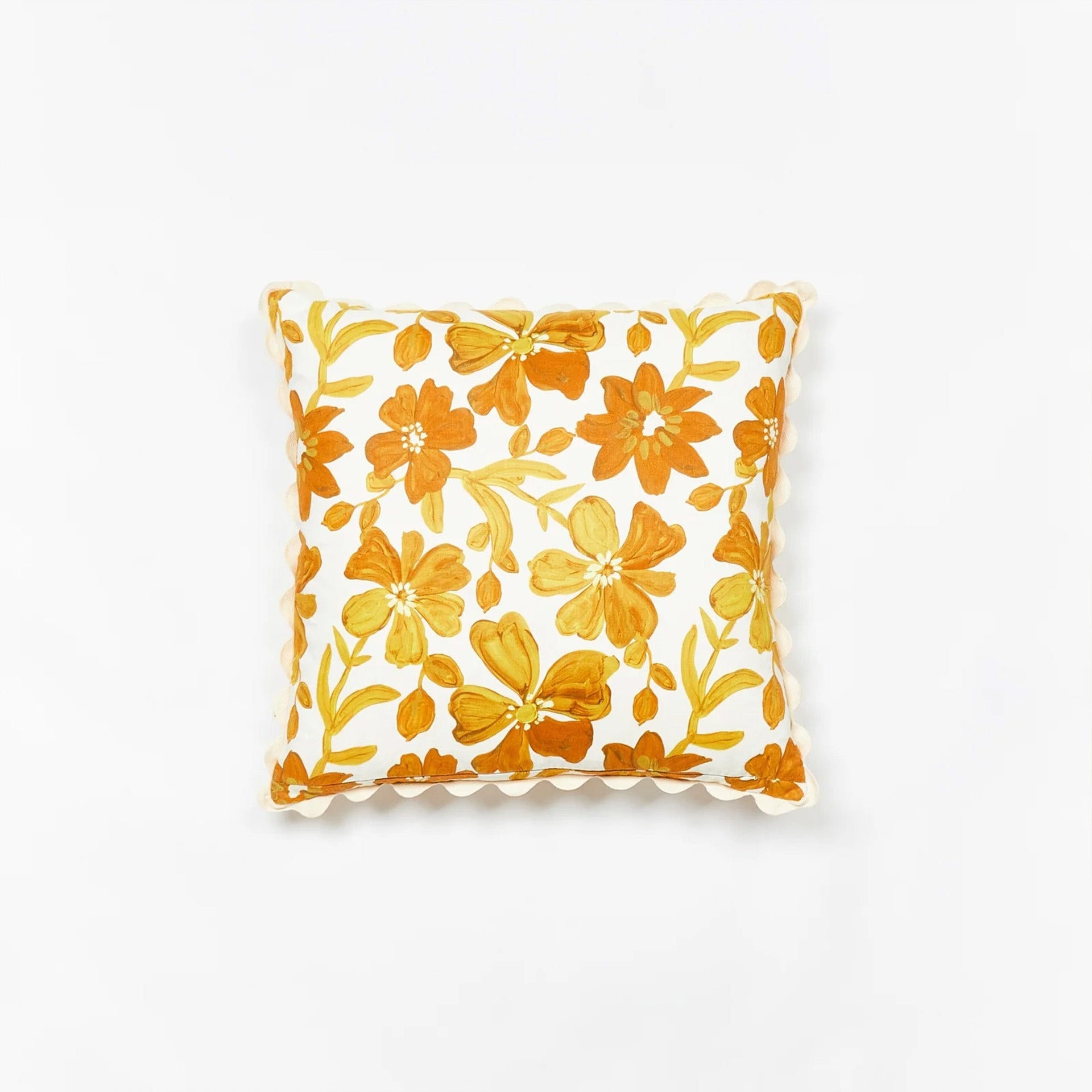 Small Dogwood Cushion - Mustard (Fringe)