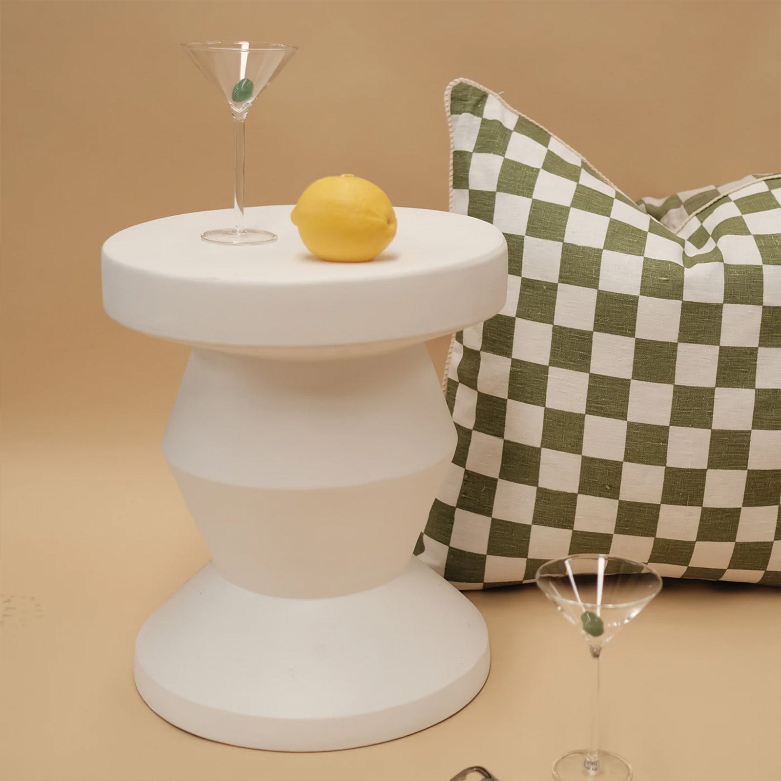 Pedestal Side Table - White