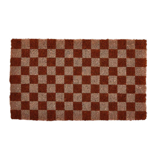 Checkers Door Mat - Terracotta