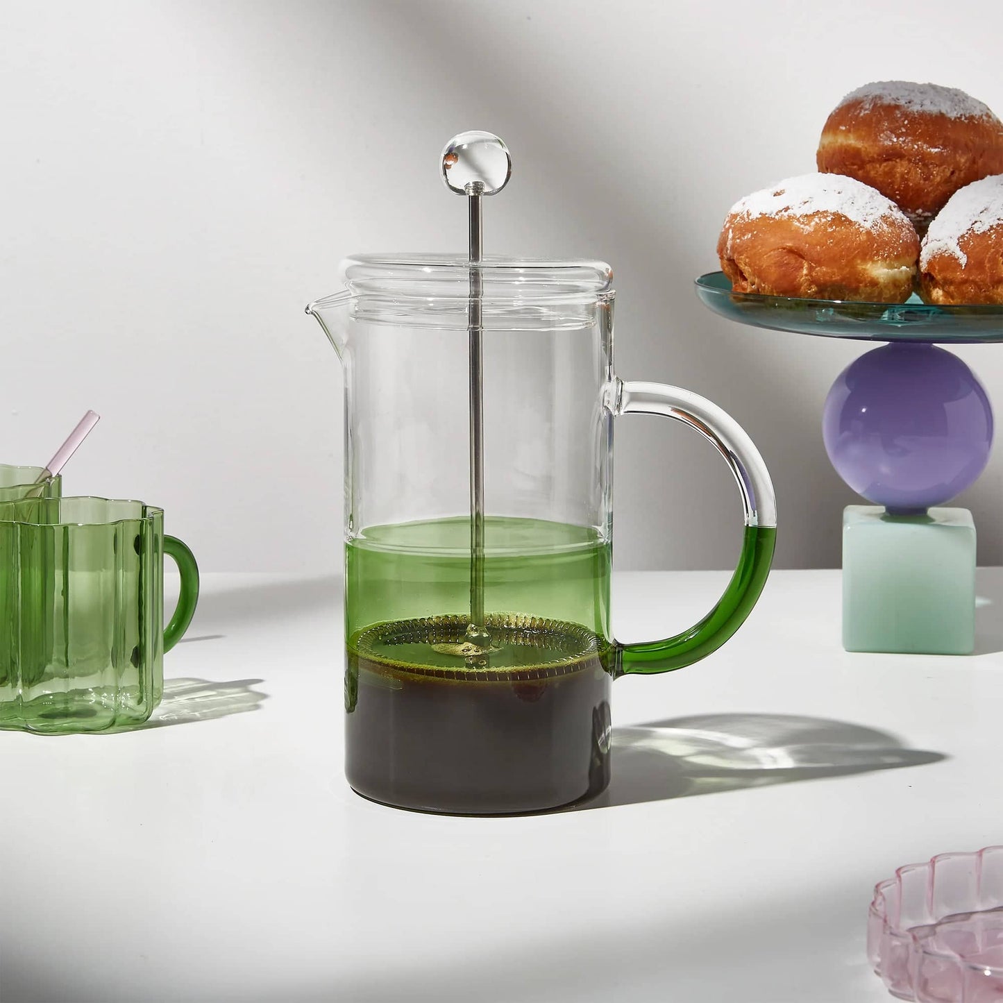 Two Tone Coffee Plunger - Clear/Green