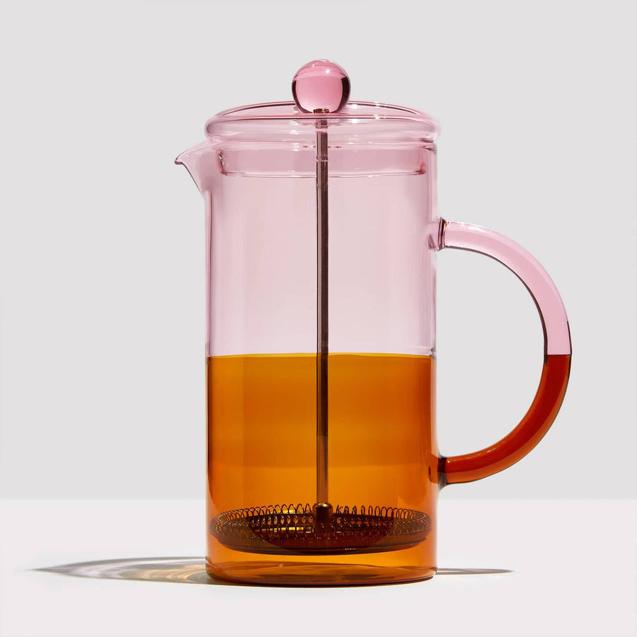 Two Tone Coffee Plunger - Pink/Amber