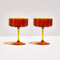 Wave Coupe Glass Set Of 2 - Amber