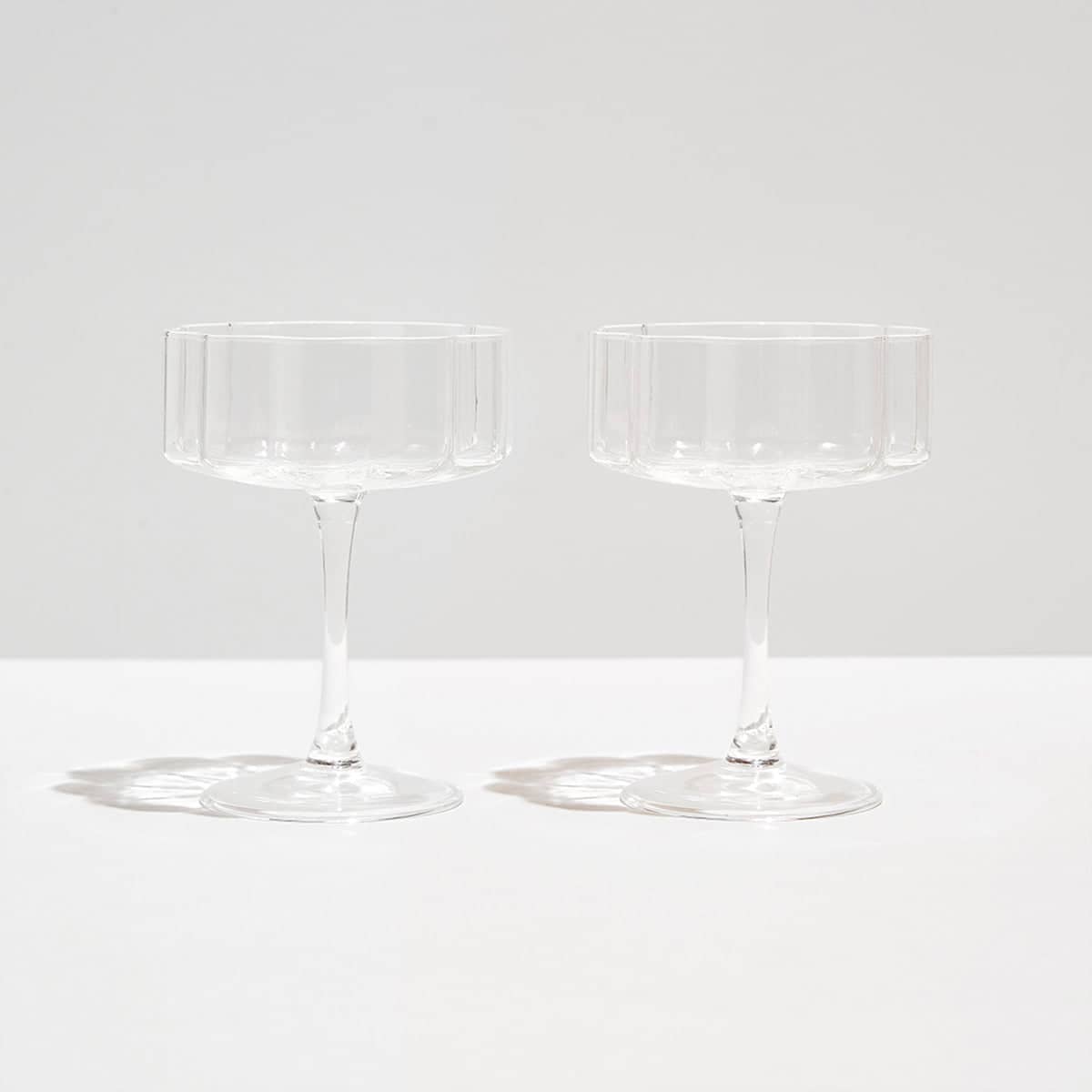 Wave Coupe Glass Set Of 2 - Clear