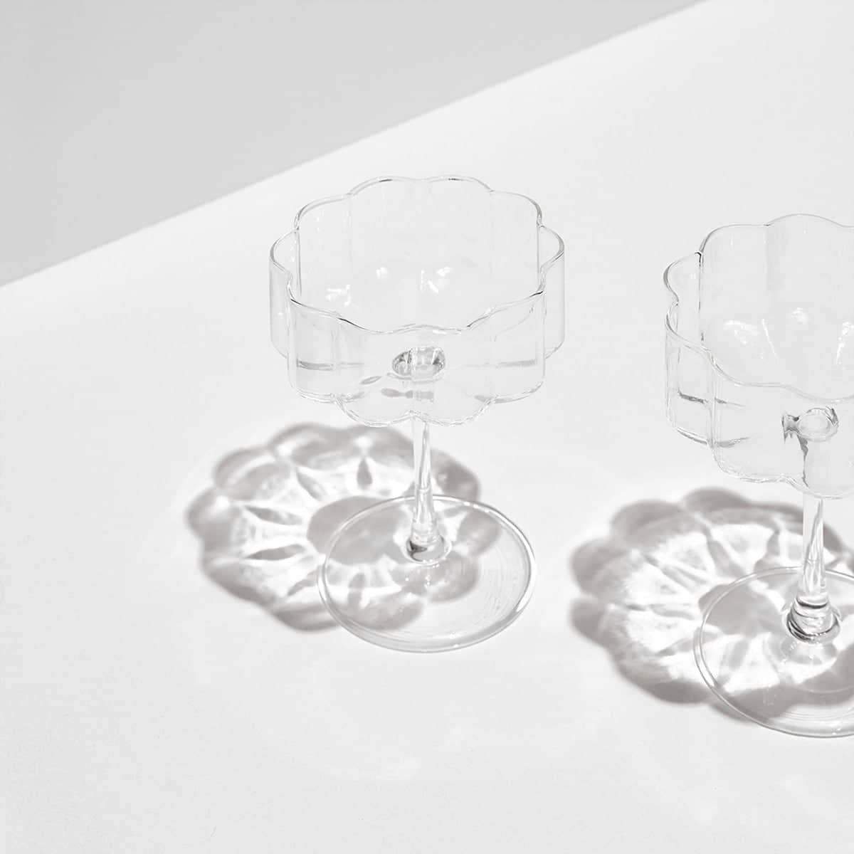 Wave Coupe Glass Set Of 2 - Clear