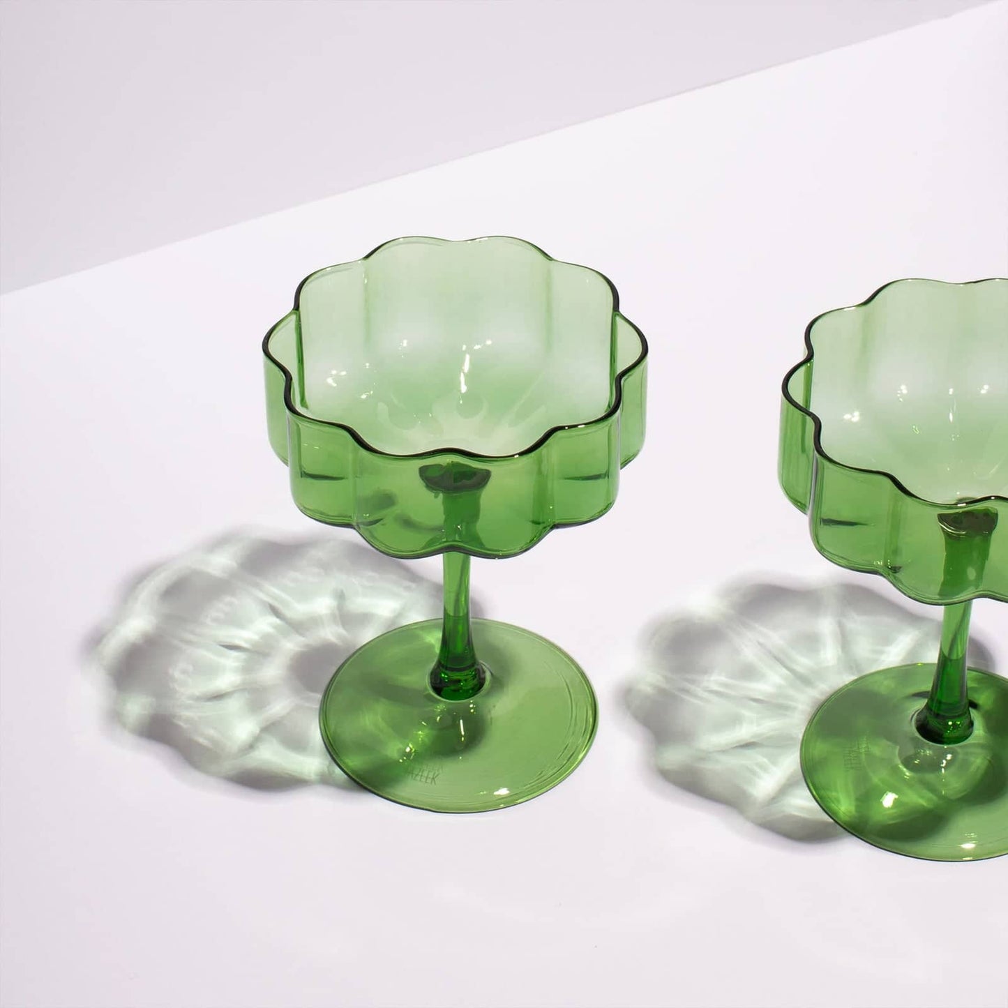 Wave Coupe Glass Set Of 2 - Green
