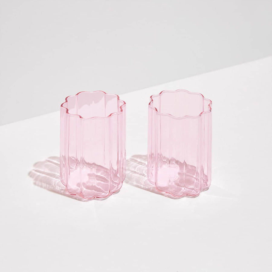 Wave Glass Set Of 2 - Pink