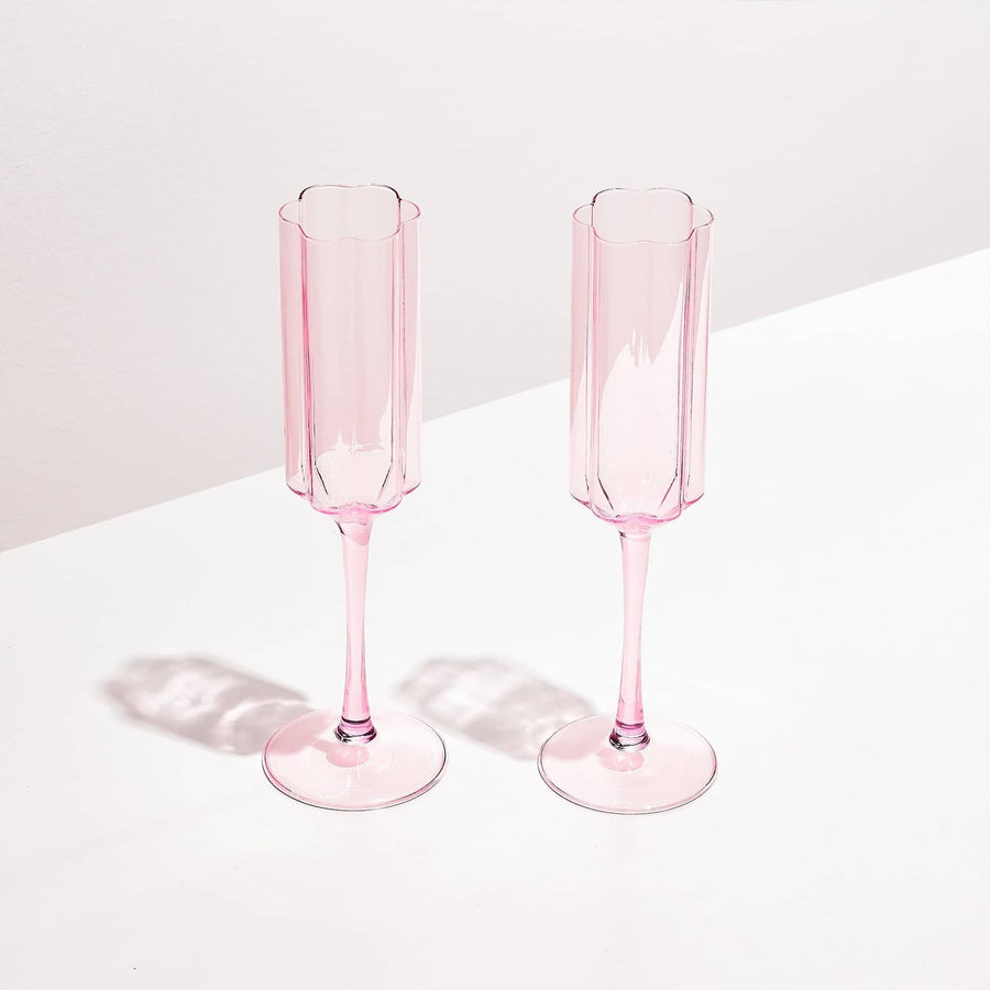 Wave Flute Glass set of 2 - Pink