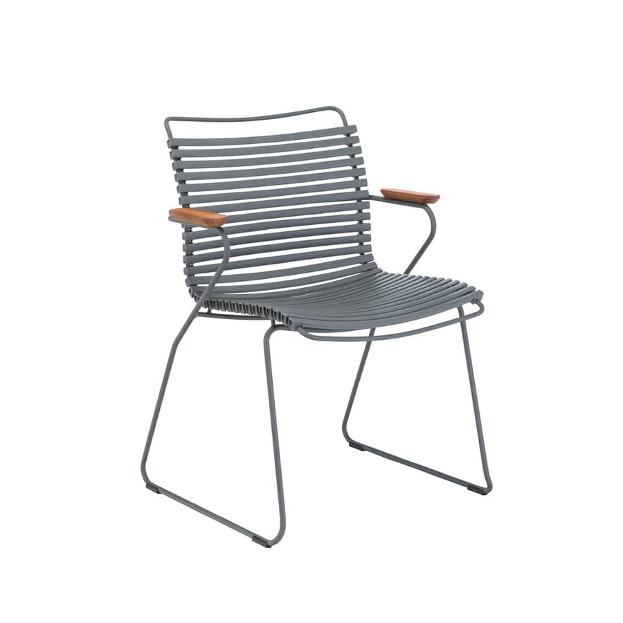 Click Outdoor Dining Chair W Armrest - Dark Grey