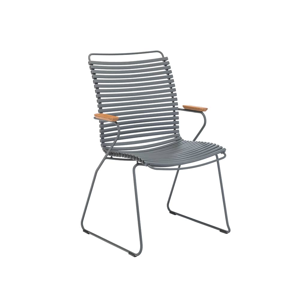 Click Outdoor Tall Dining Chair W Armrest - Dark Grey