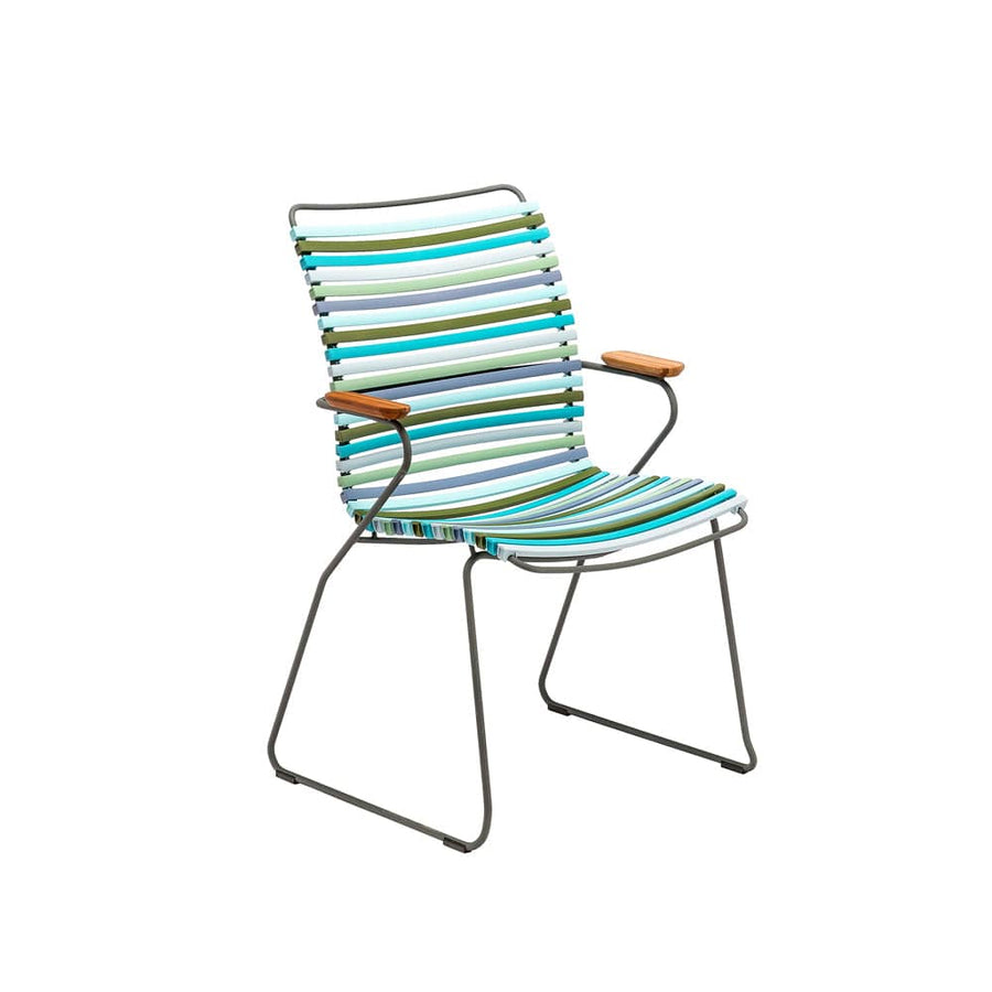 Click Outdoor Tall Dining Chair W Armrest - Multi-colour Blue Stripe