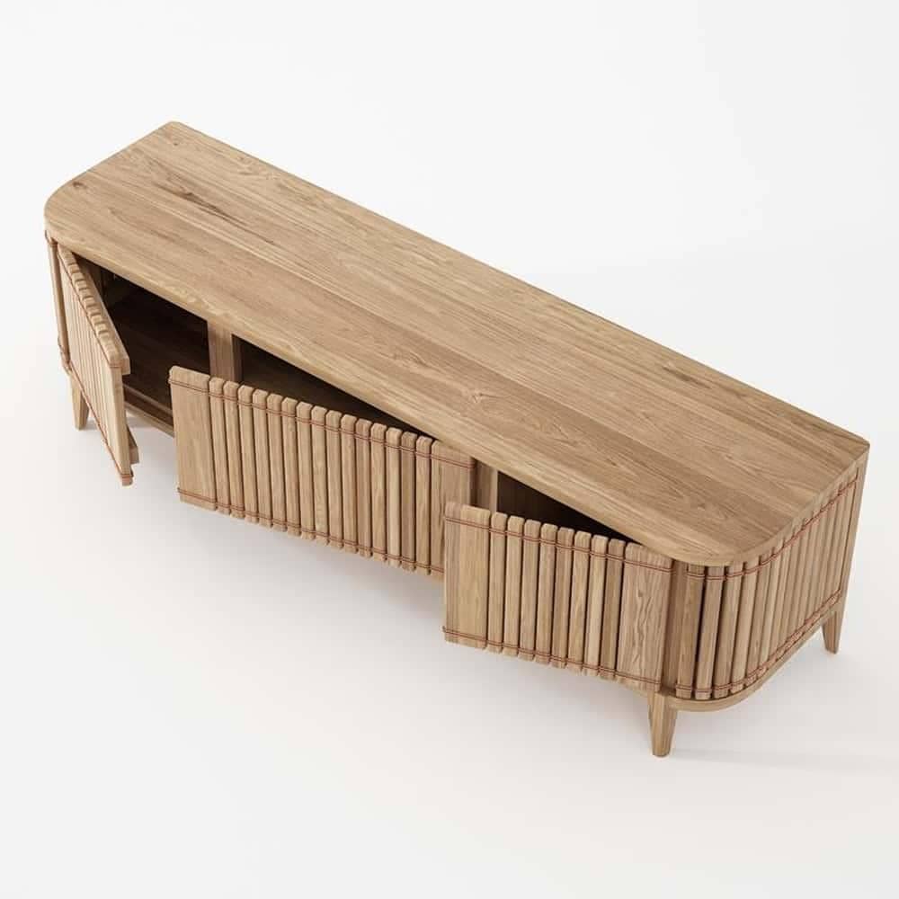 Koppar Media Cabinet W 3 Dr Patina Oak