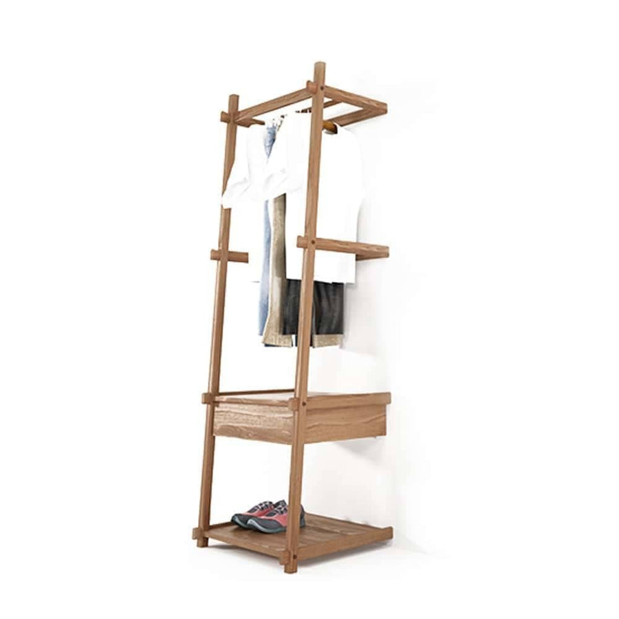 Simply City Ladder Standing Hanger W/Drawers & Shelves - Teak