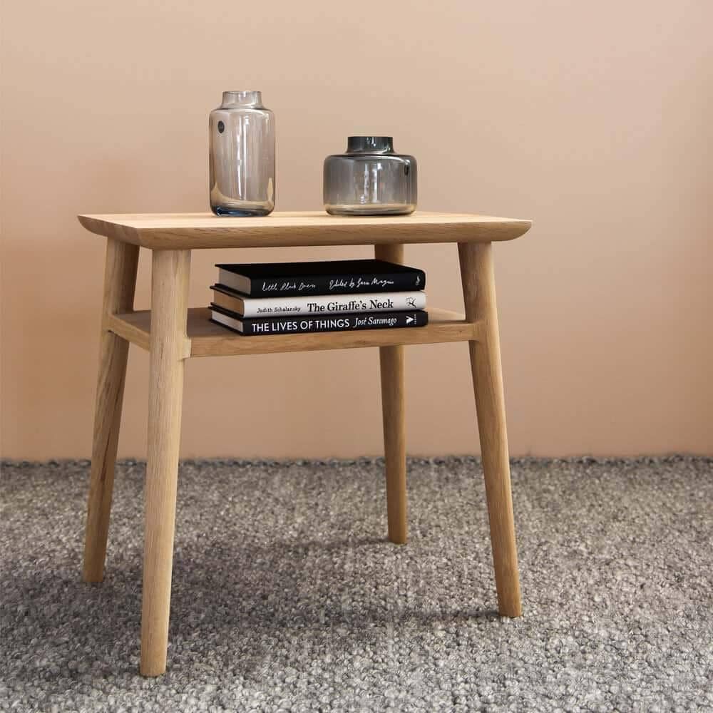 Vintage Open Bedside Table - Oak