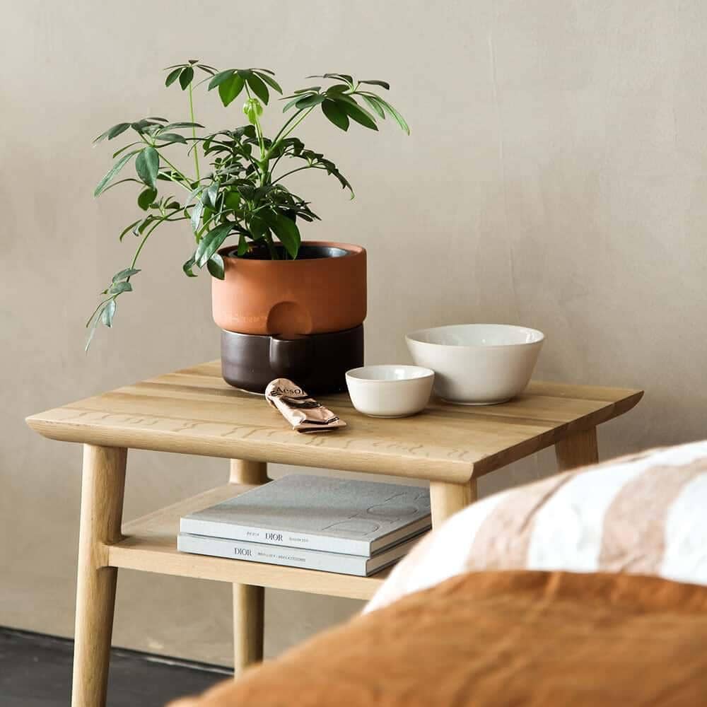 Vintage Open Bedside Table - Oak