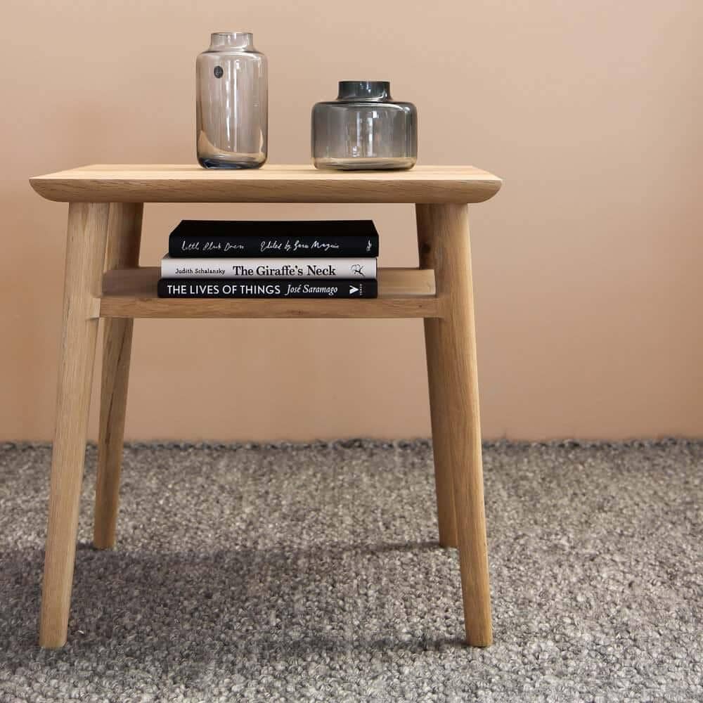 Vintage Open Bedside Table - Oak