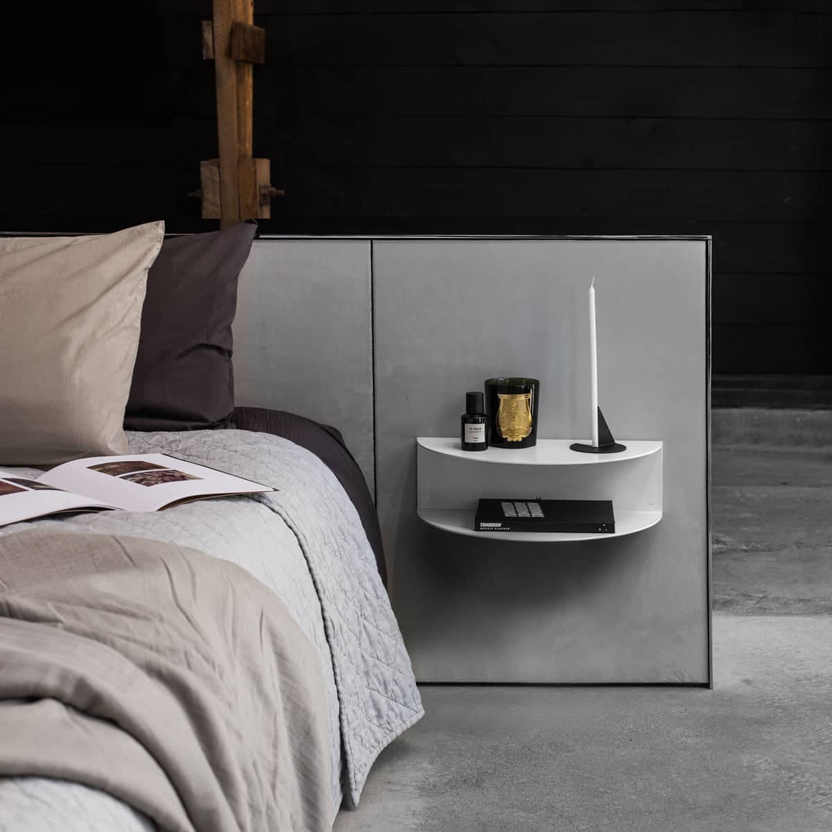 Fold Hanging Bedside Table - White