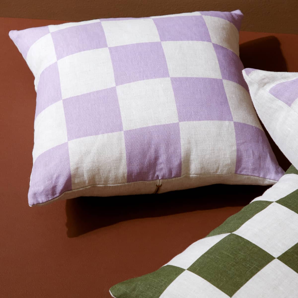 Big Check Square Cushion - Lavender