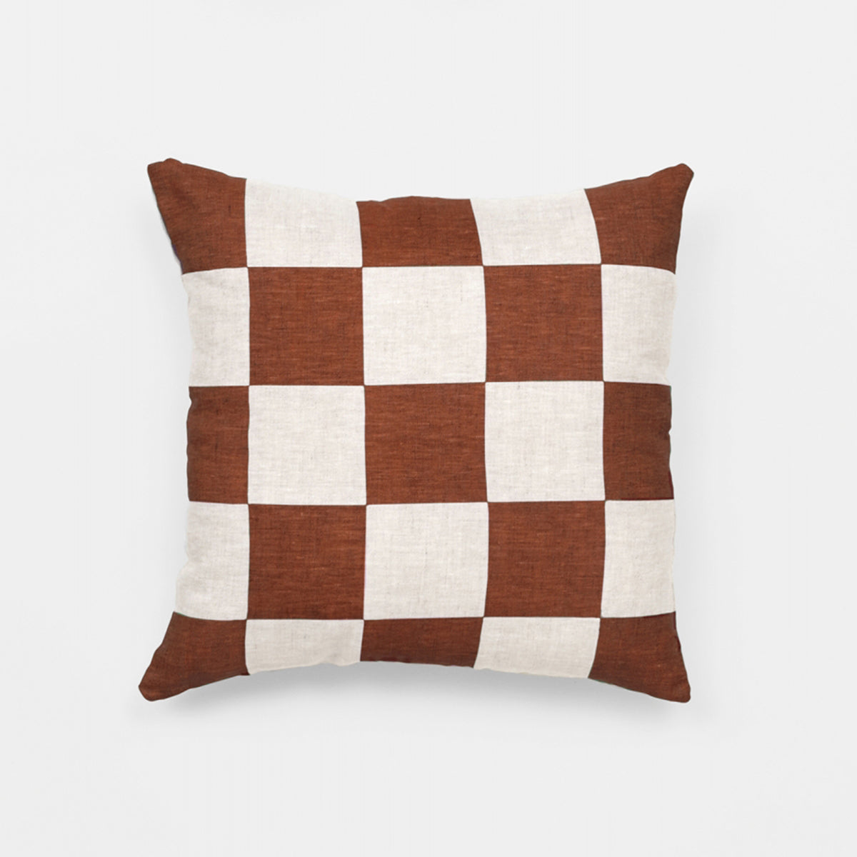 Big Check Square Cushion - Rust