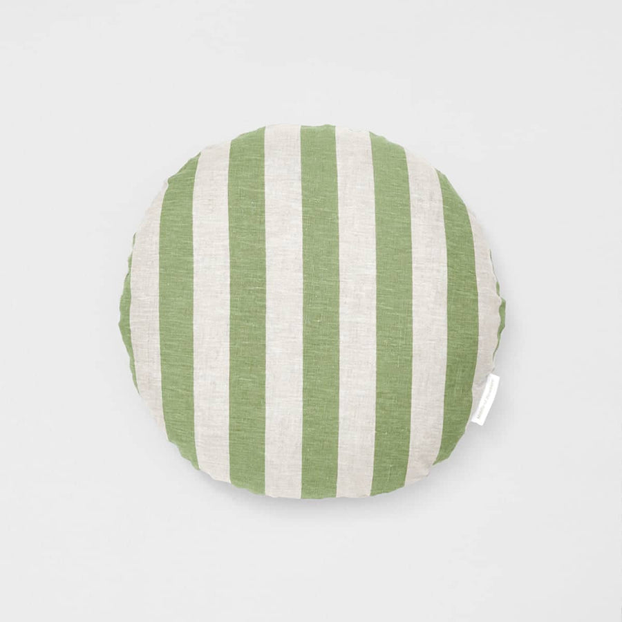 Stripe Round Cushion - Sage
