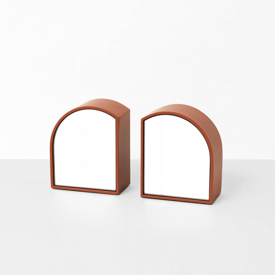 Archie Mirror Bookends - Rust
