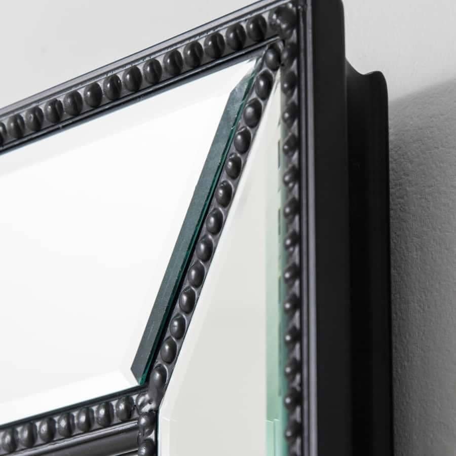 Beaded Rectangle Mirror - Black 80cm x 85cm