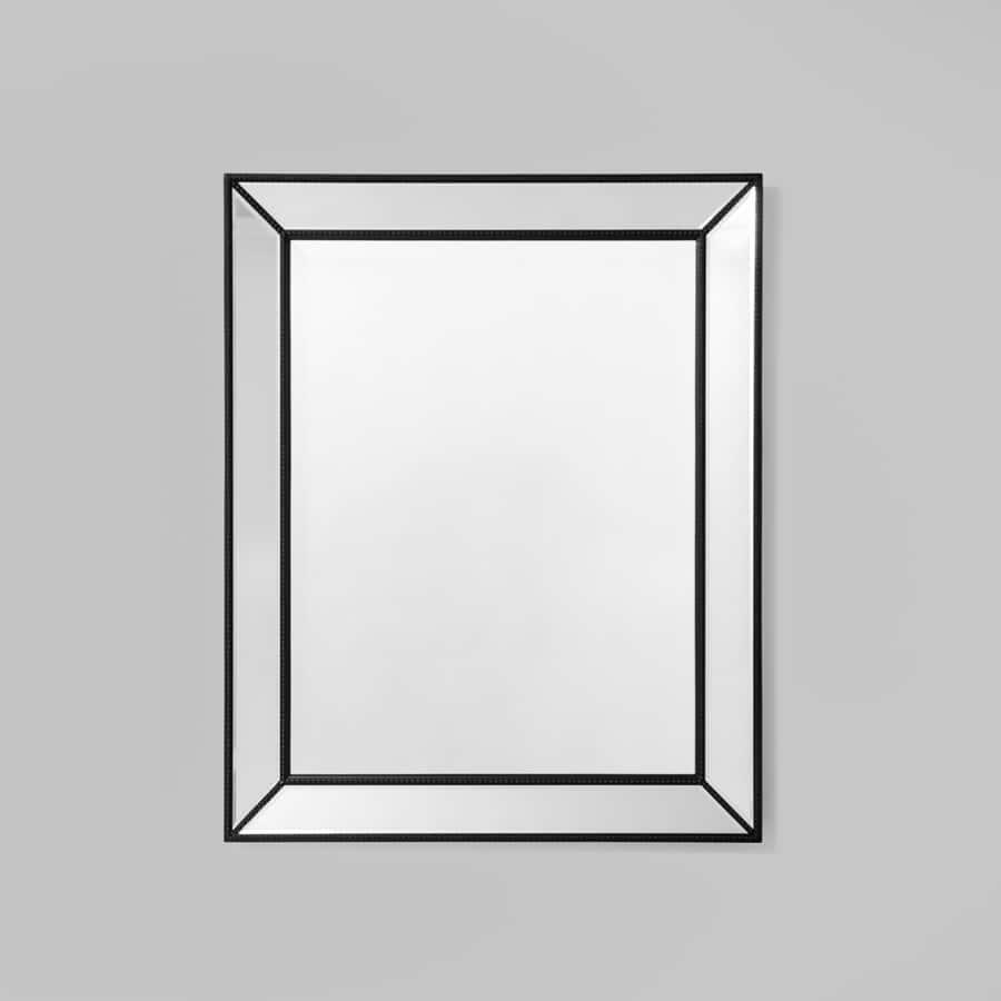 Beaded Rectangle Mirror - Black 80cm x 85cm