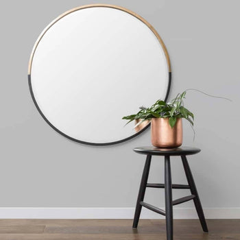 Half Moon Round Mirror - Brass 90cm x 90cm