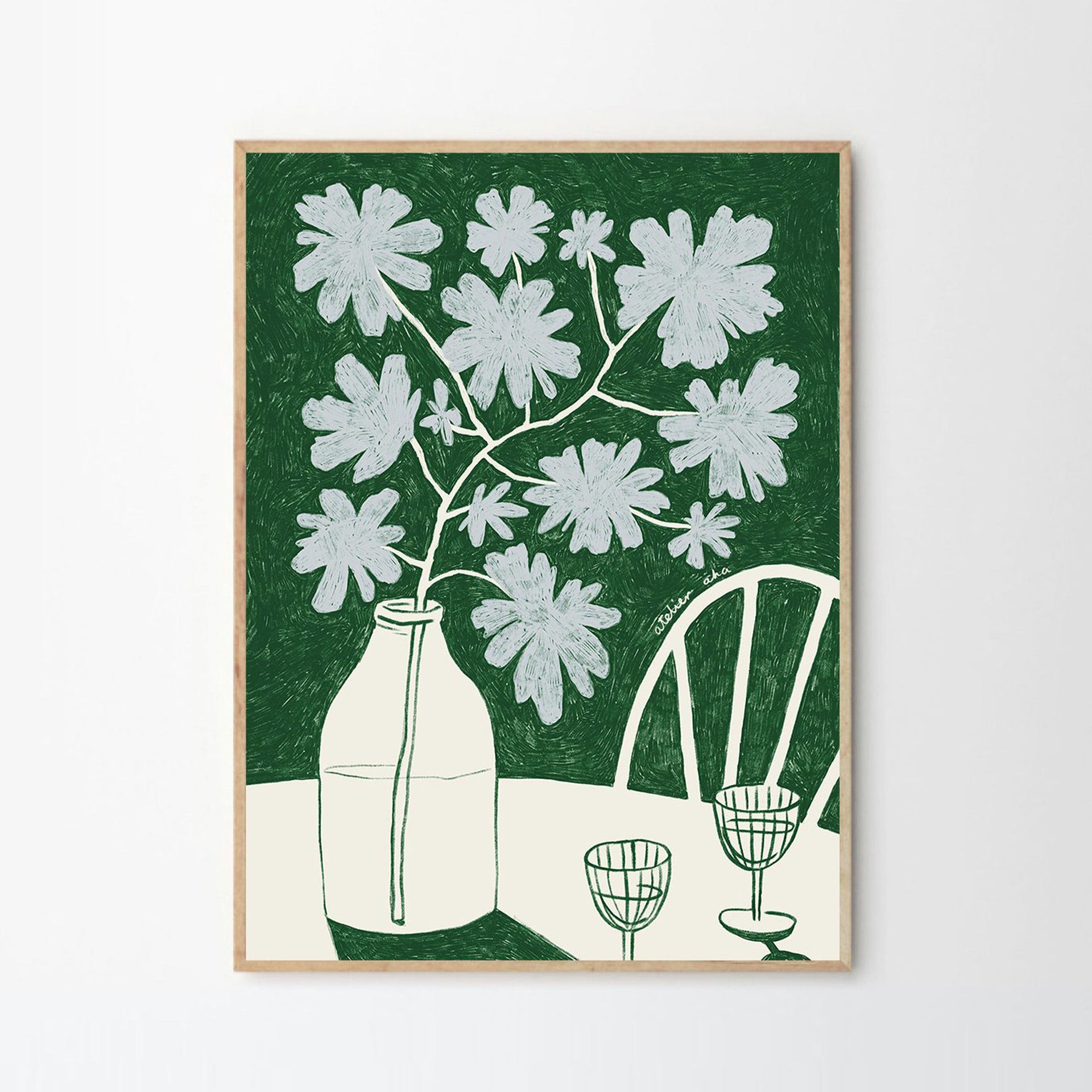 Blue Flowers & Red Wine Print 70Cm x 100Cm