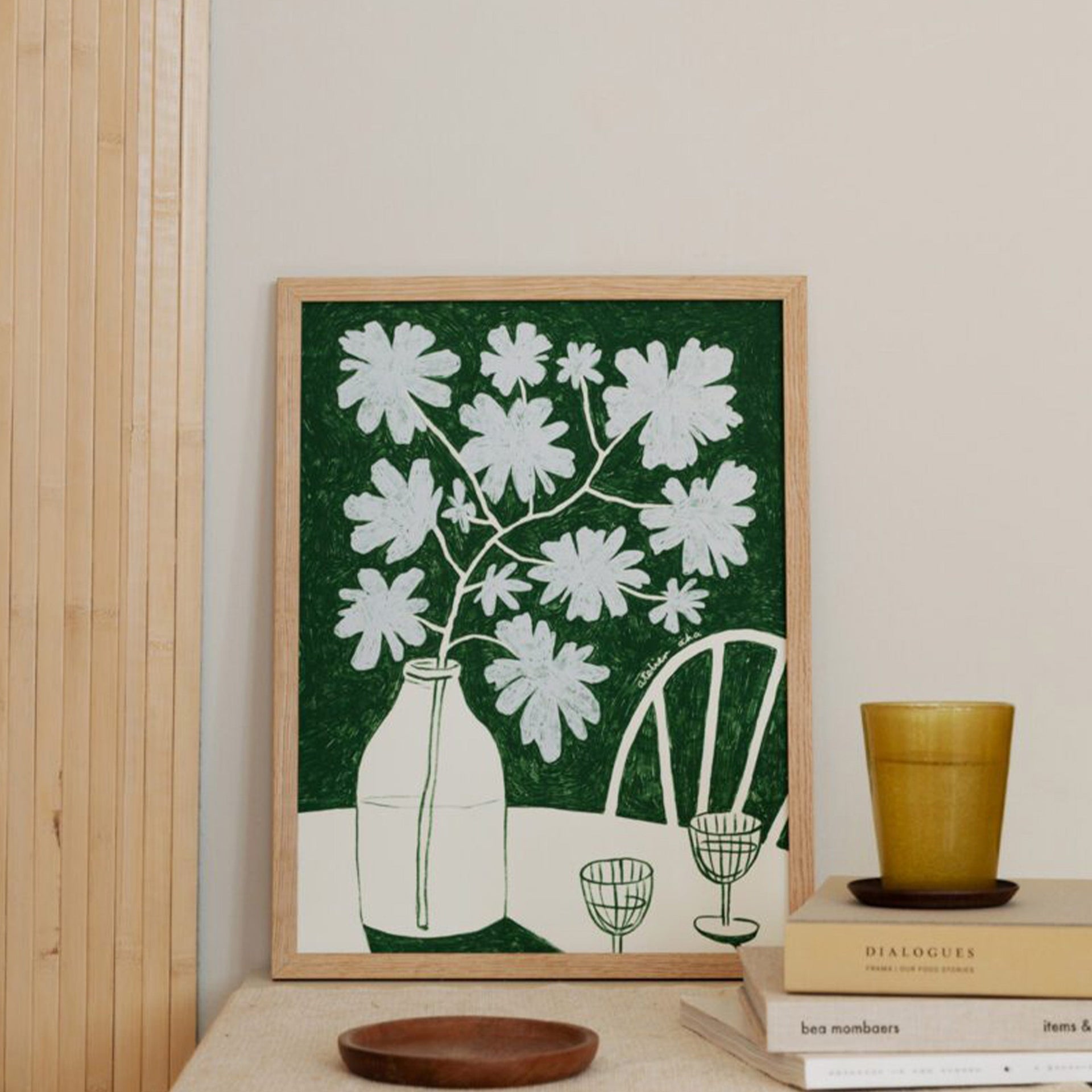 Blue Flowers & Red Wine Print 30Cm x 40Cm