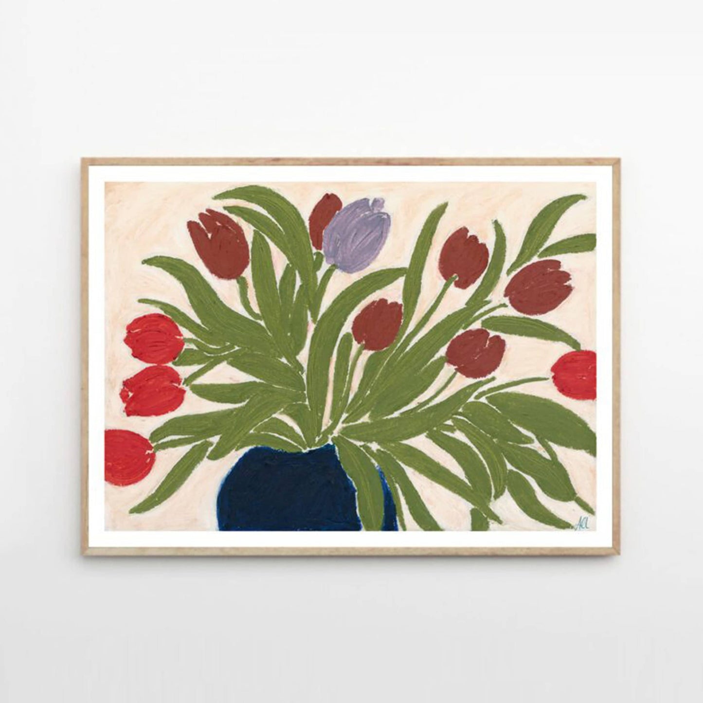 Tulips in a Blue Vase Print 21Cm X 29.7Cm (A4)