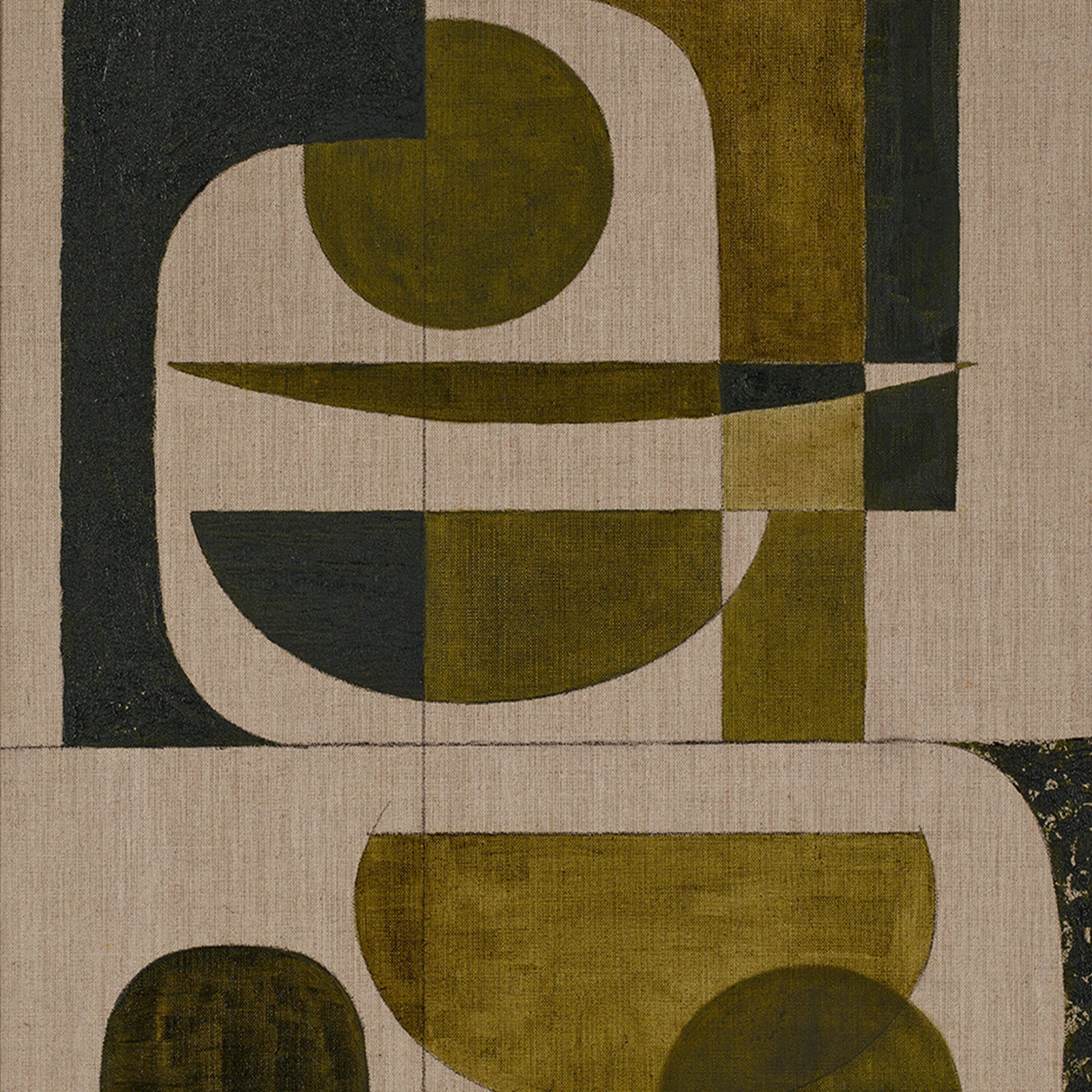 Olive Green Canvas Print 76cm x 51cm Oak Frame