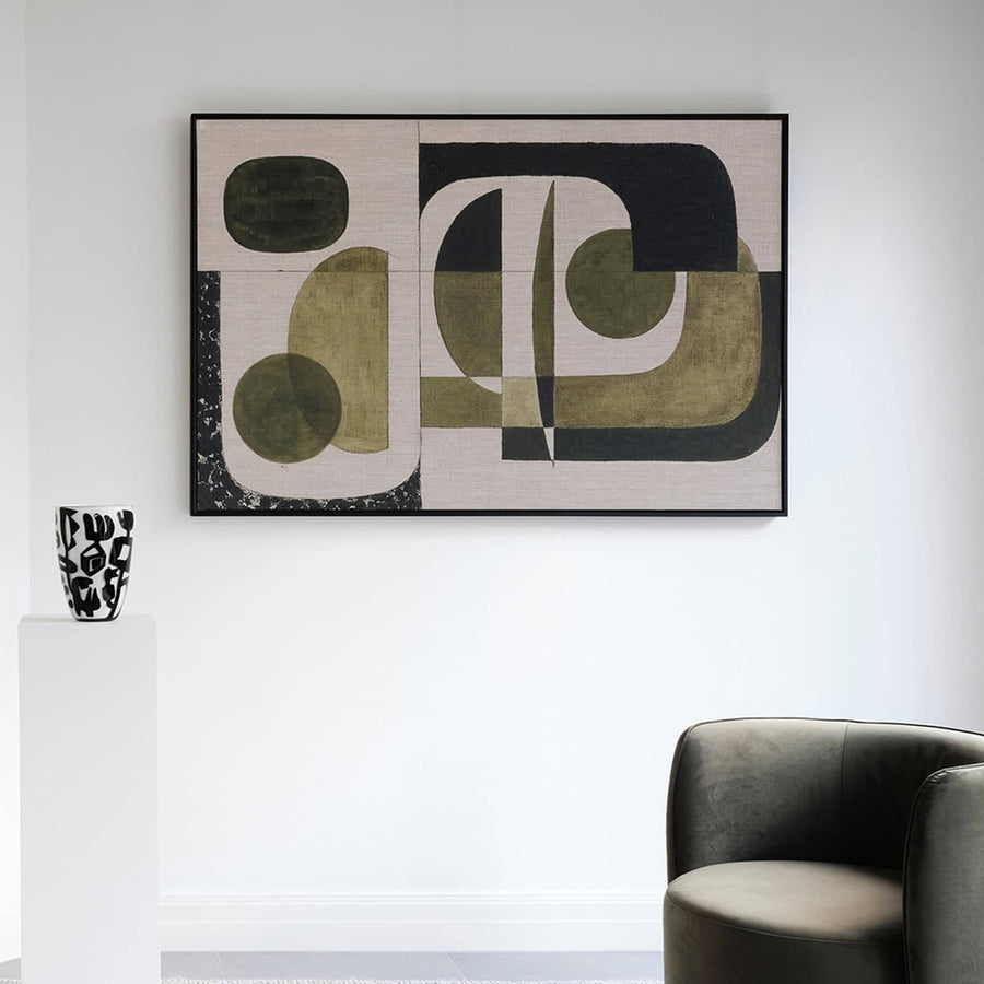 Olive Green Canvas Print 150cm x 100cm Oak Frame