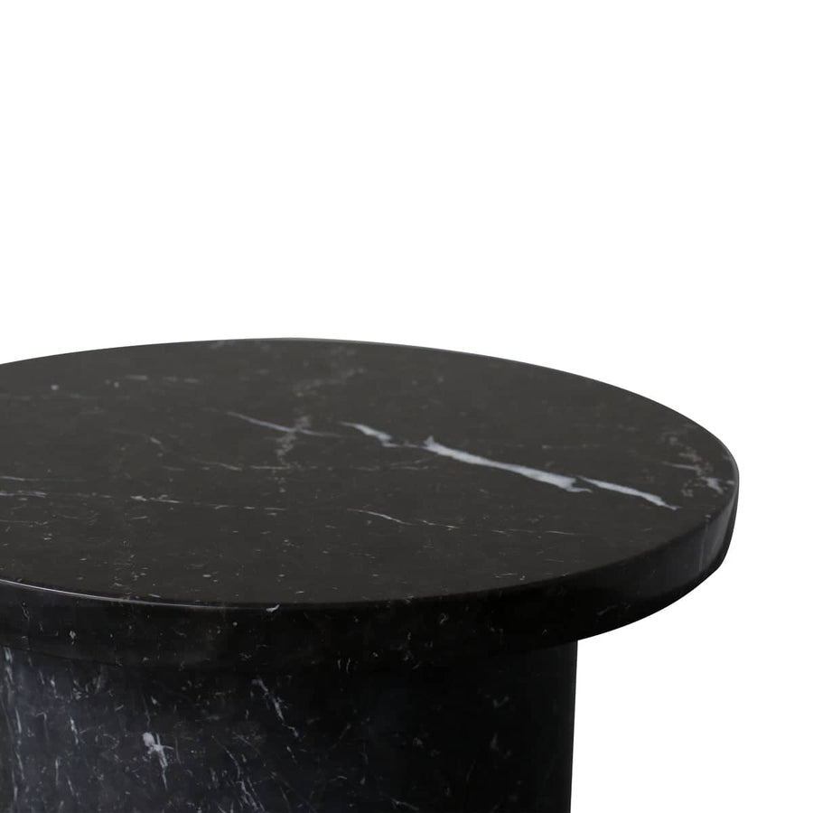 Curve Marble Side Table - Black Marble
