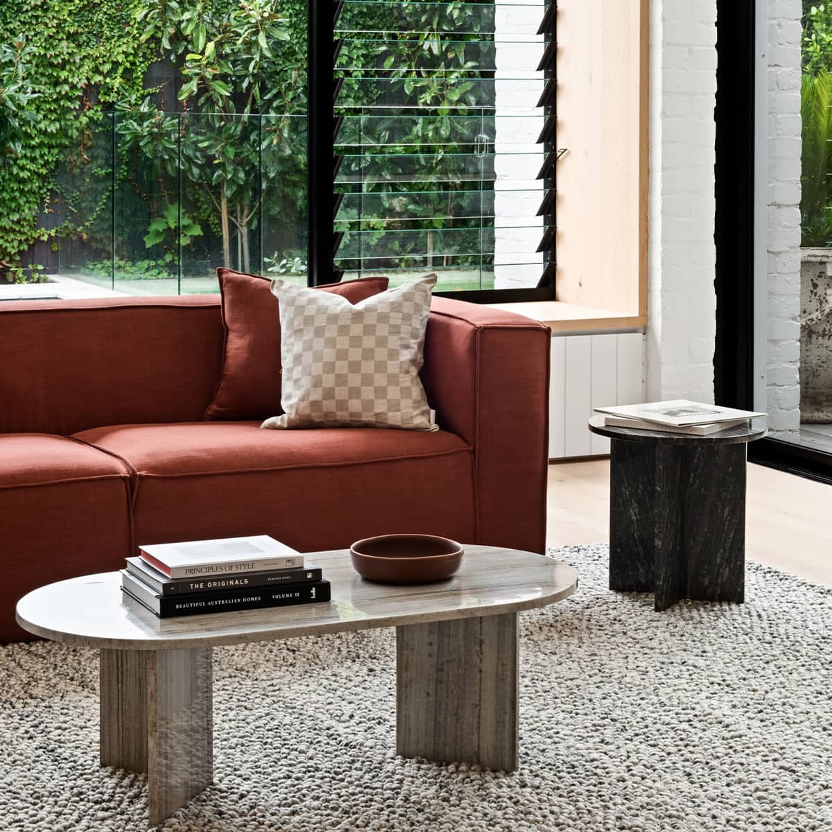 Edge Oval Coffee Table - Sand Granite