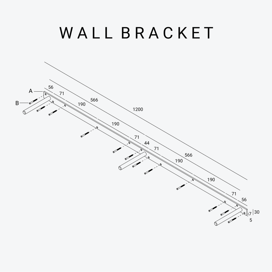 Light Wall Shelf 140cm - Black