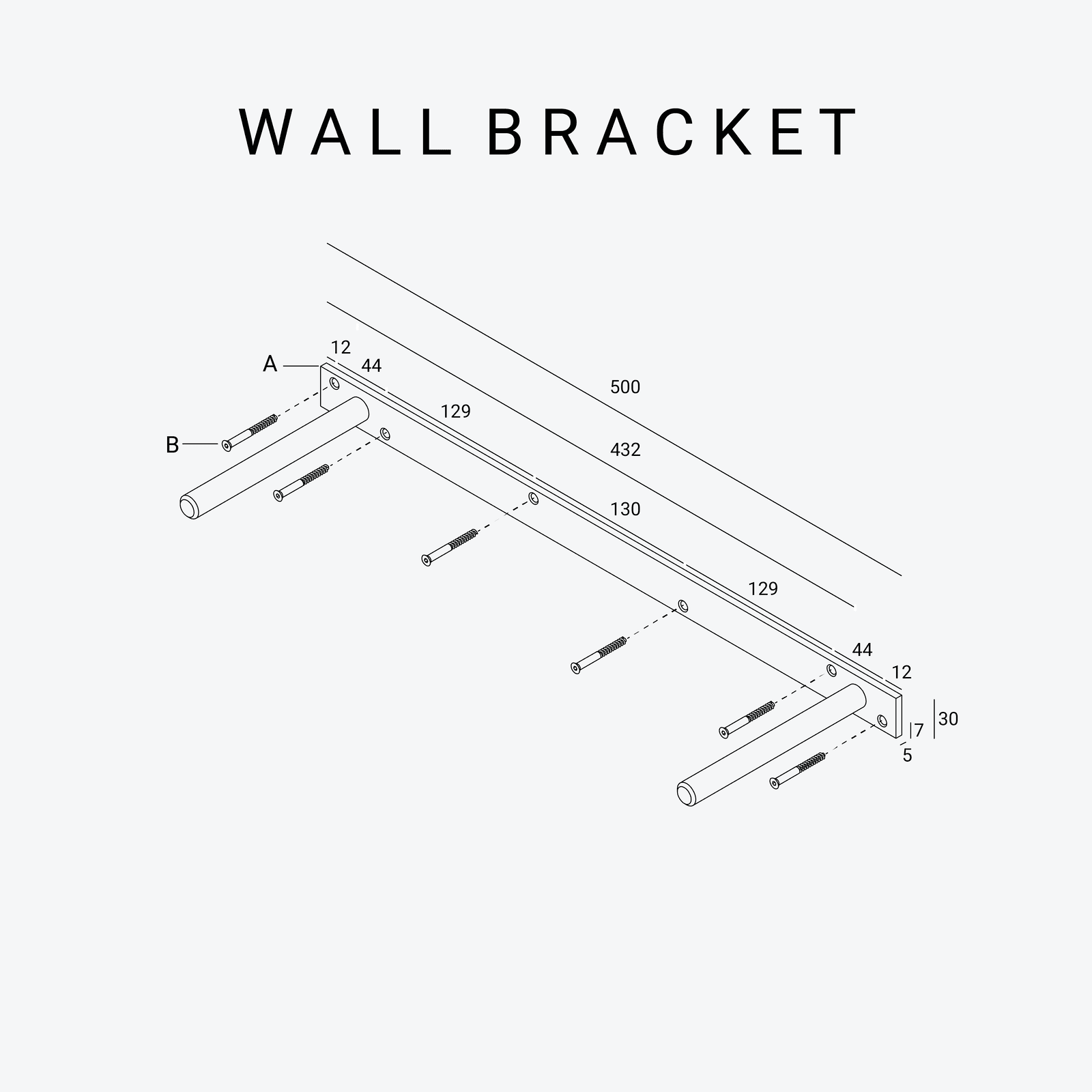 Light Wall Shelf 70cm - Black