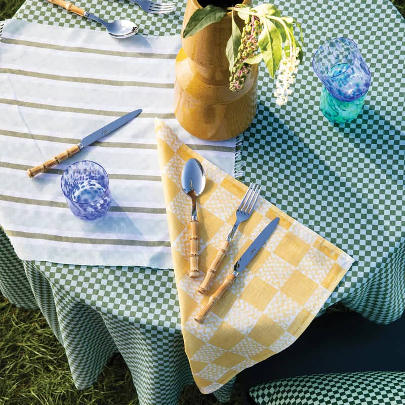 Tiny Checkers Tablecloth - Blue/Green