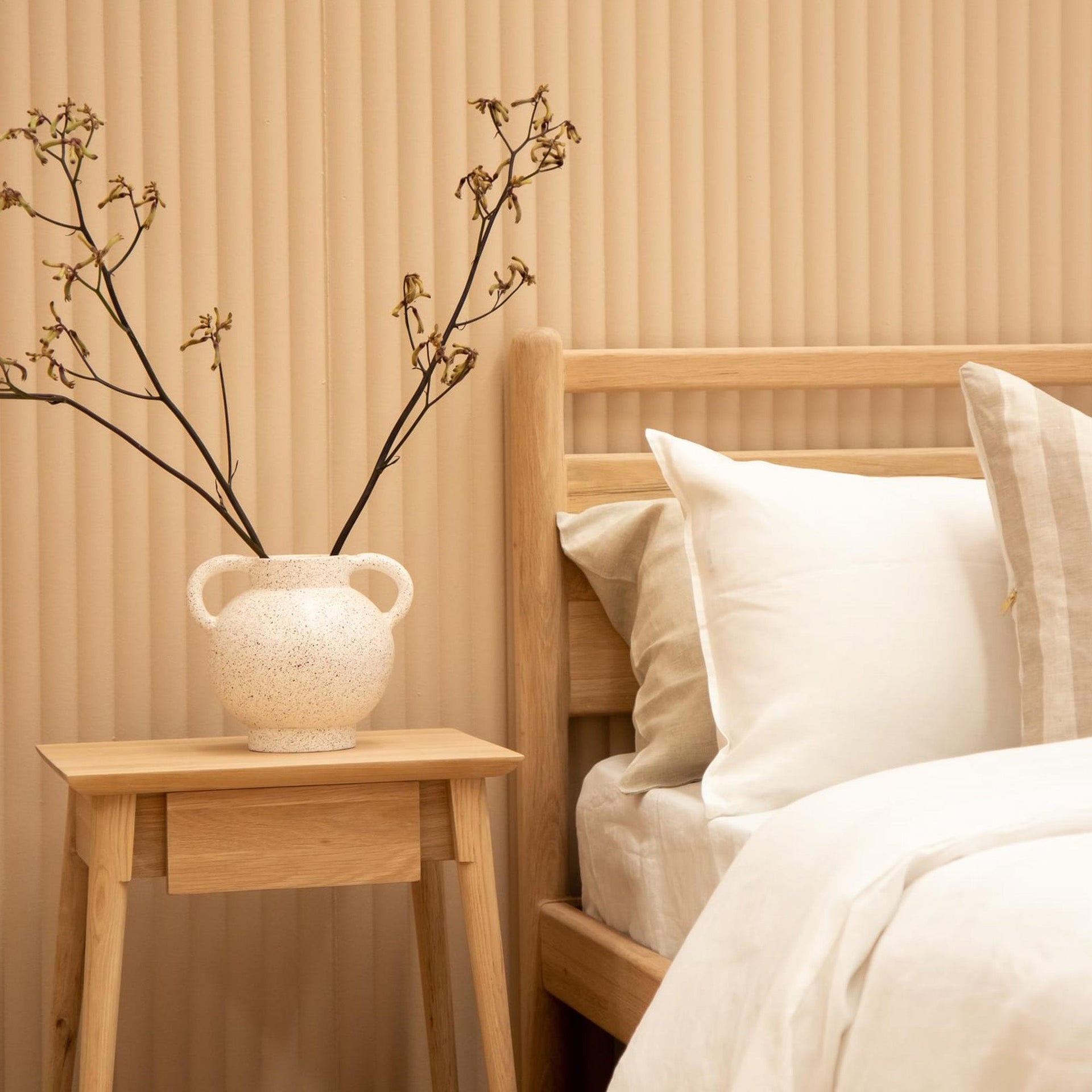 Vintage Bedside Table Small - Oak