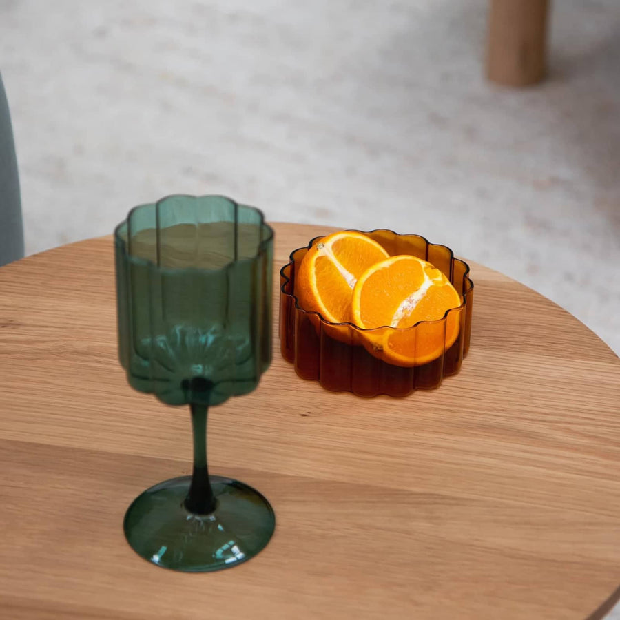 Wave Wine Glass set of 2 - Teal