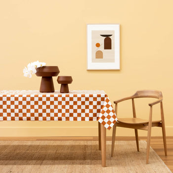 Small Checkers Tablecloth - Tan