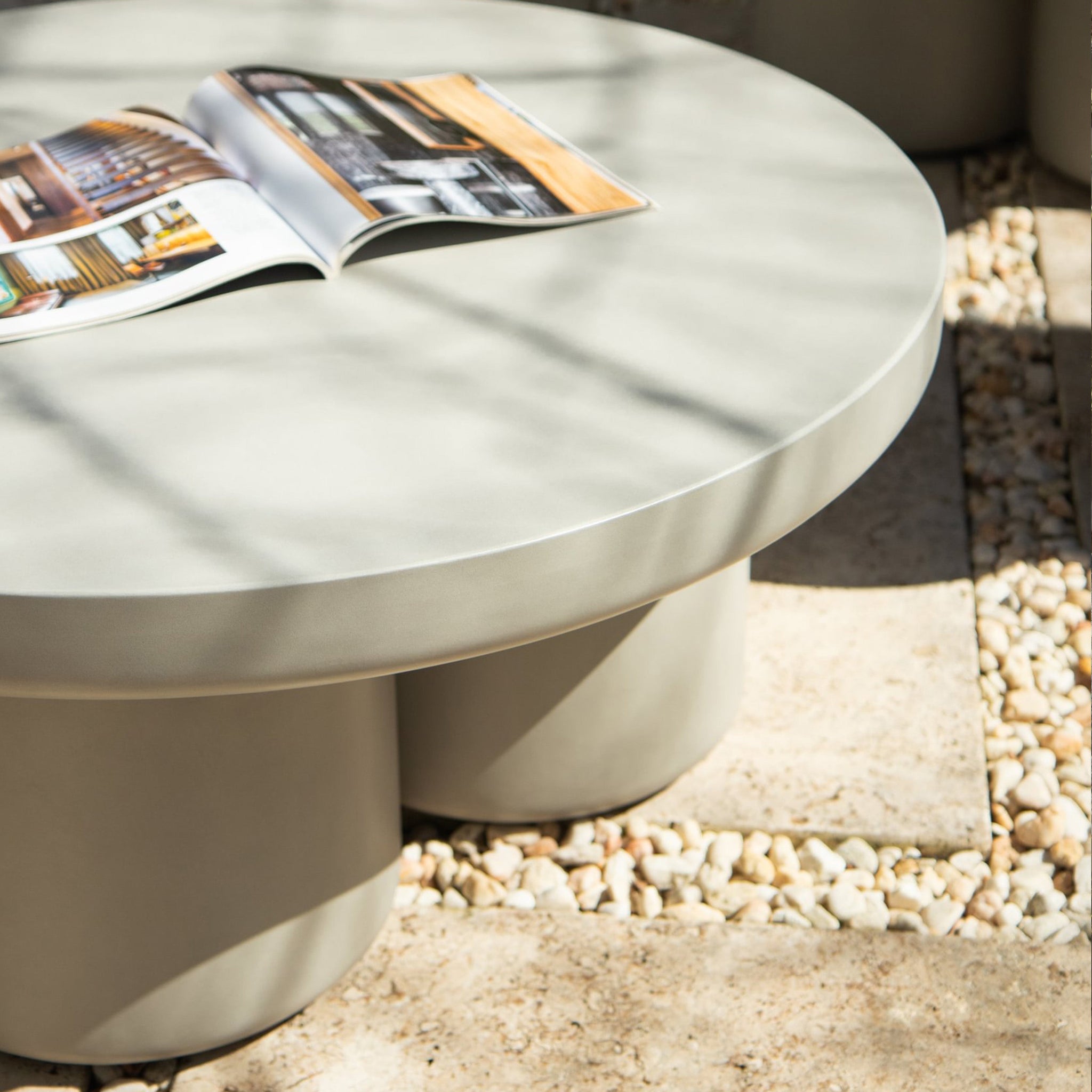 Buy Huddle Round Outdoor Coffee Table 90Cm Light Grey Concrete by RJ